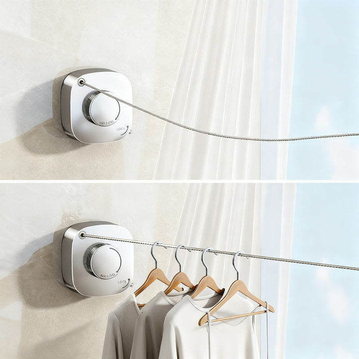 Retractable clothesline made of stainless steel, 4 m