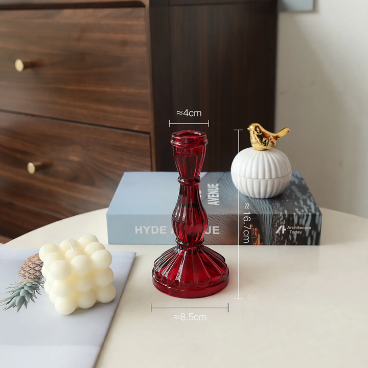 Colored glass candle holders, Nordic design