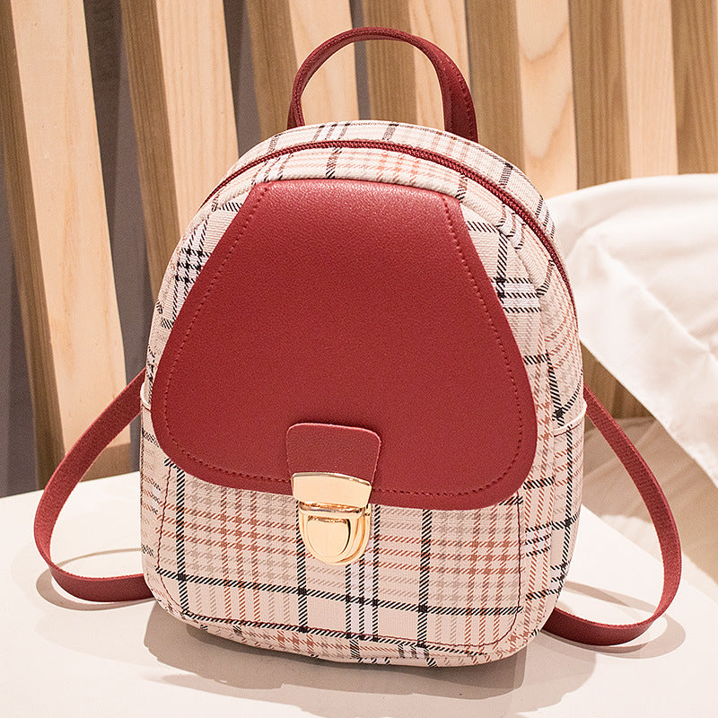 PU backpack with grid pattern, waterproof