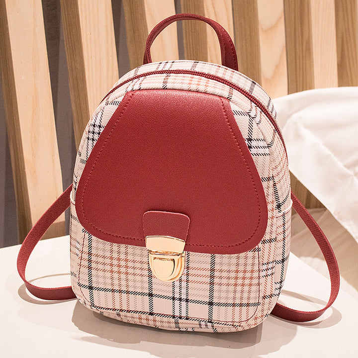 PU backpack with grid pattern, waterproof