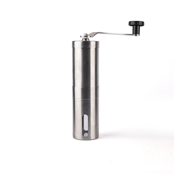 Hand-crank coffee grinder made of glass