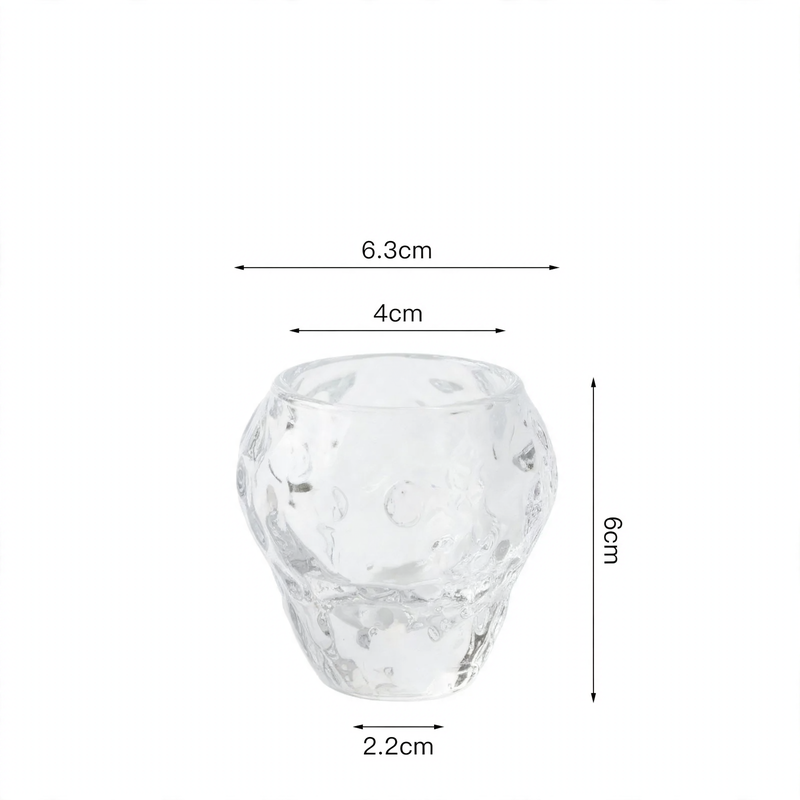 Glass candle holder with strawberry design
