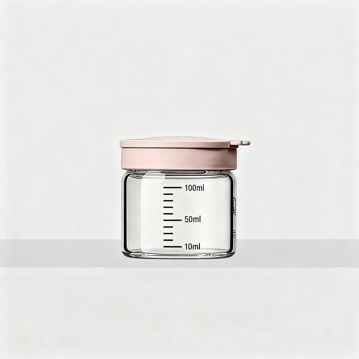 Borosilicate glass storage jar with measurement scale