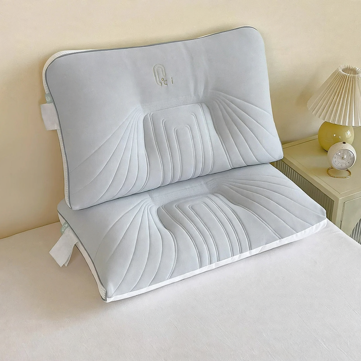 Cooling pillow with ice silk cover, ergonomic