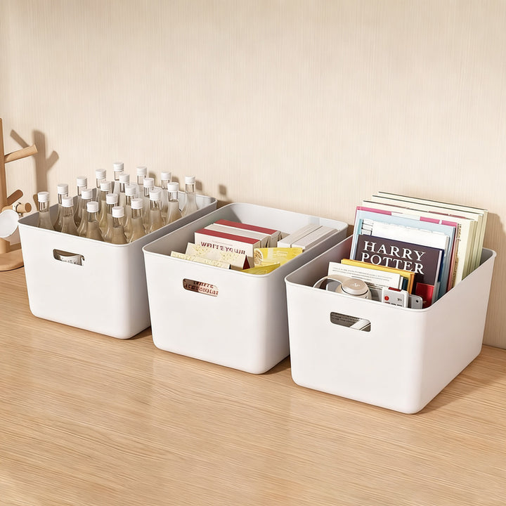 Plastic storage box for desk and cabinet