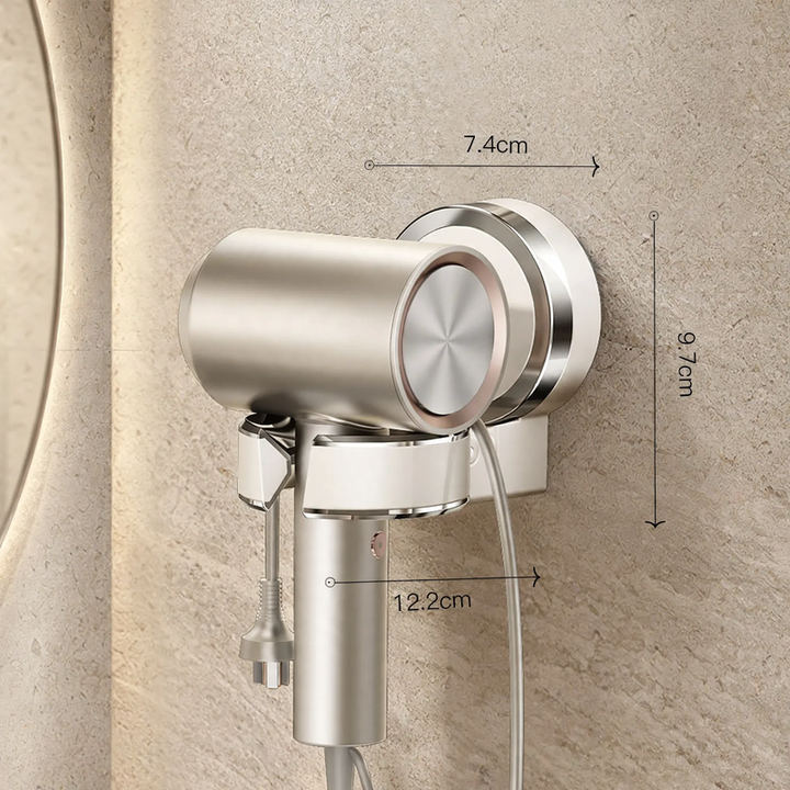 Hairdryer holder with suction cup, rotatable