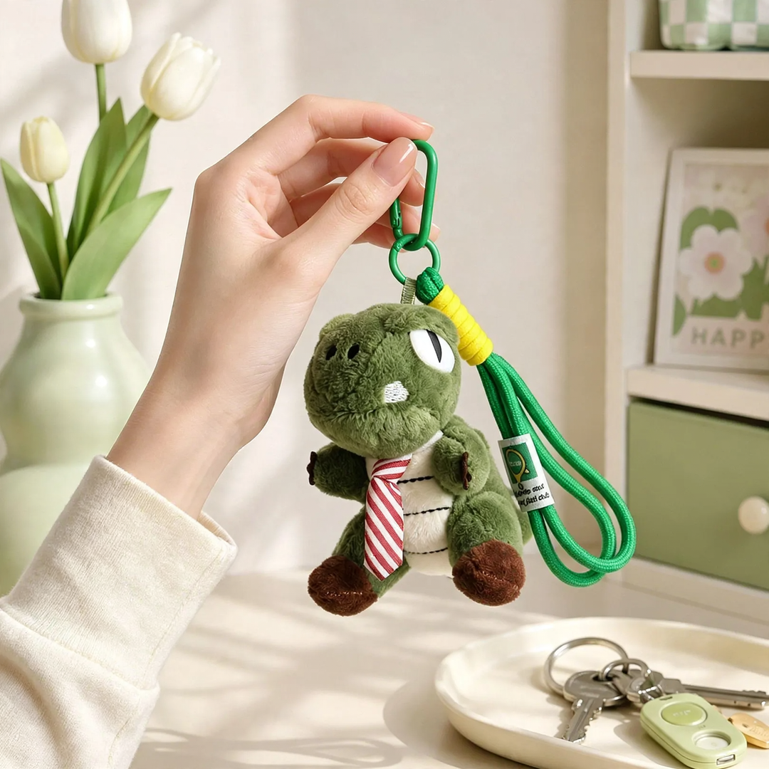 Plush keychain crocodile, green, cute