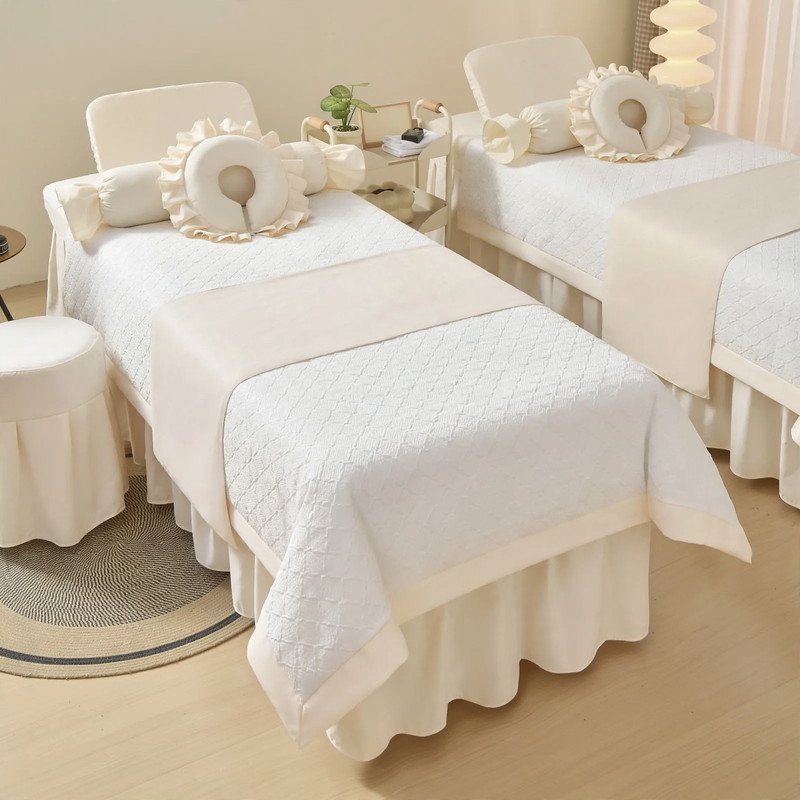 Luxury bed linen set for spa and cosmetics
