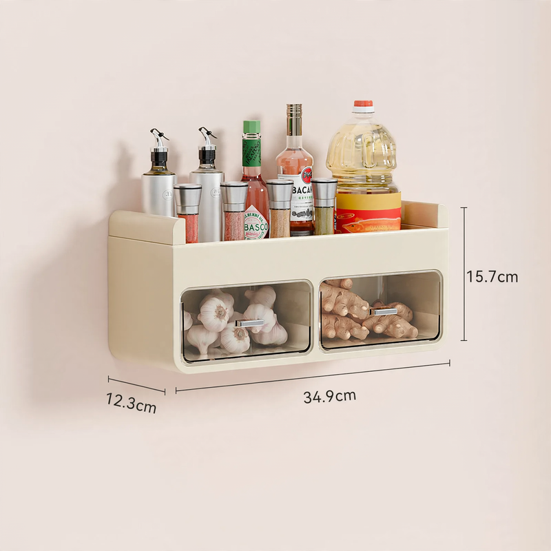 Wall shelf for spices and kitchen utensils