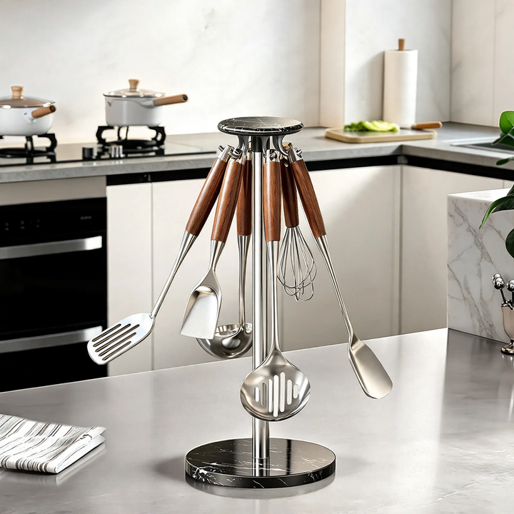 Rotatable kitchen stand made of stainless steel