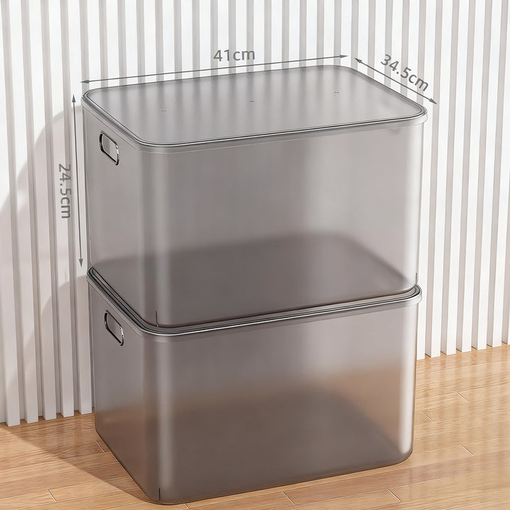 Transparent storage box made of plastic