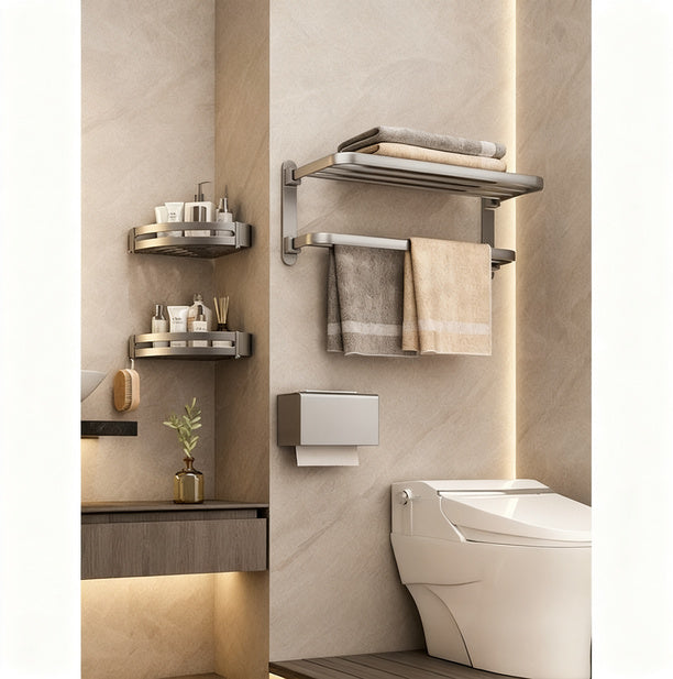 Aluminum towel holder, wall-mounted