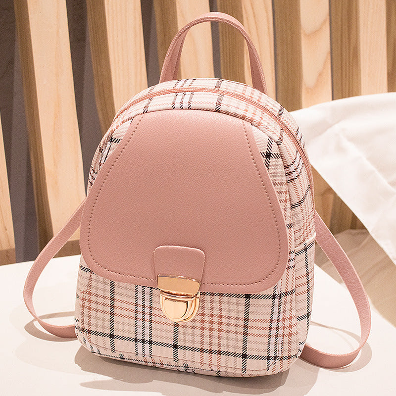 PU backpack with grid pattern, waterproof
