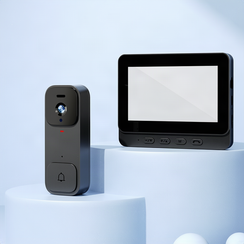 Wireless doorbell with monitor and camera