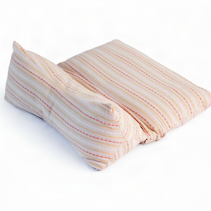 Neck support pillow with buckwheat hull filling