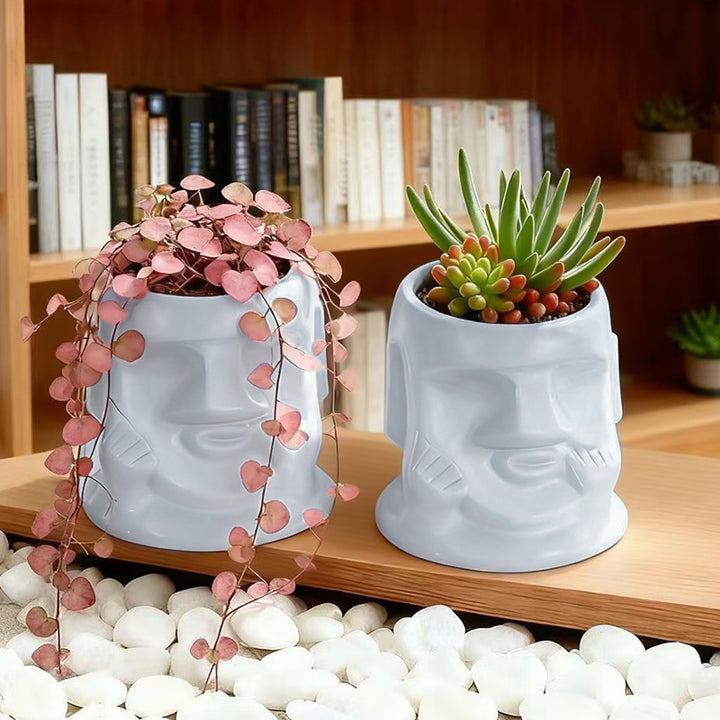 Moai flower pot for succulents
