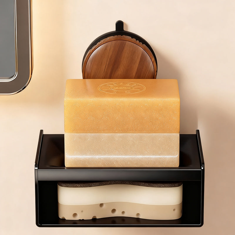 Double-layer soap dish with suction cup