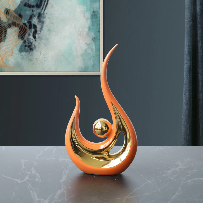 Ceramic deer decorative figure with silver electrolysis