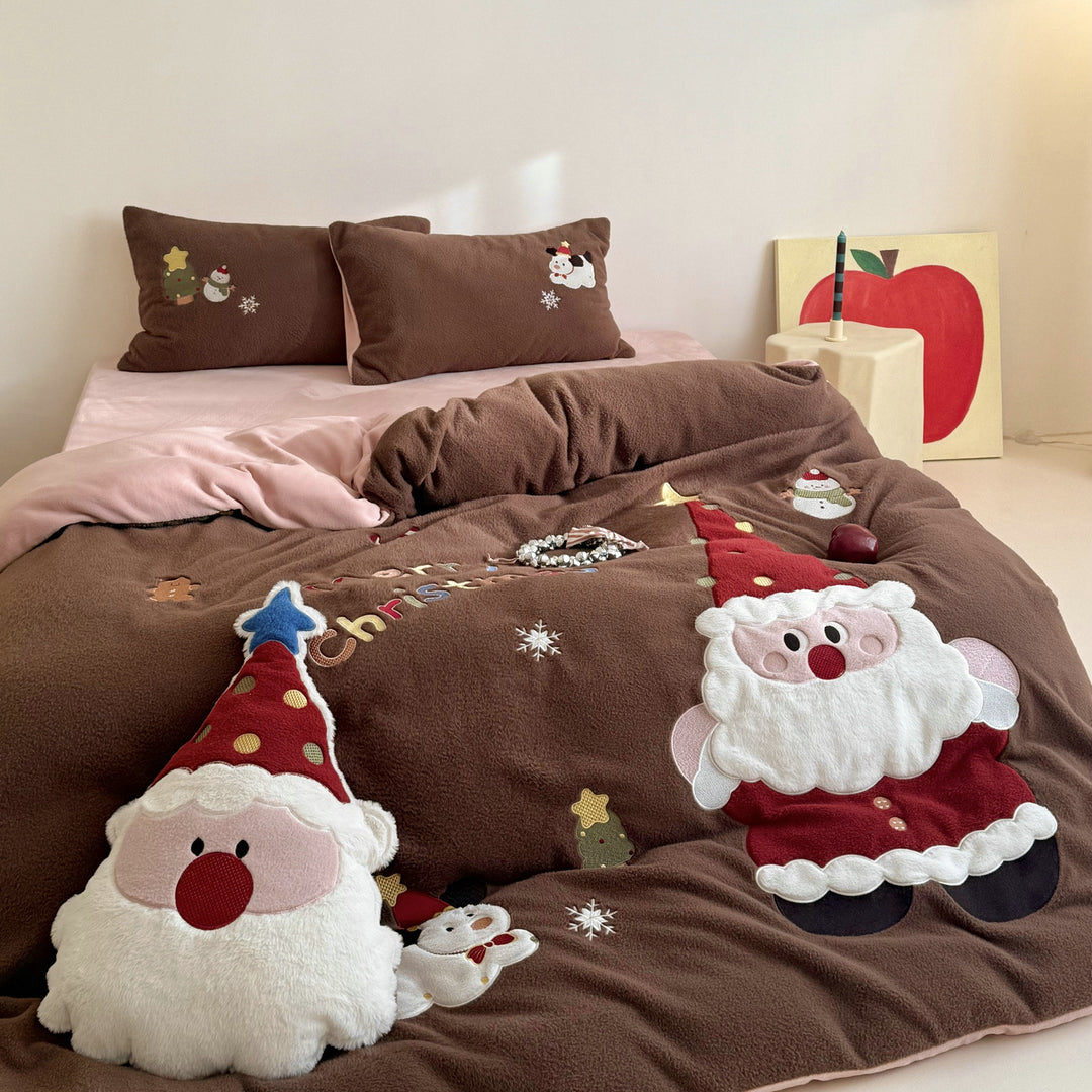 Christmas bedding set made of fleece, 4-piece, quilted