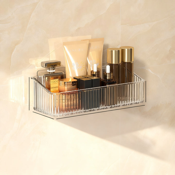 Transparent bathroom wall shelf, no drilling
