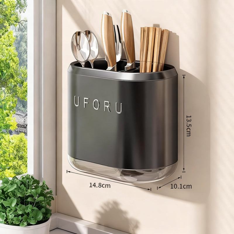 Chopstick and Cutlery Holder with Draining Tray
