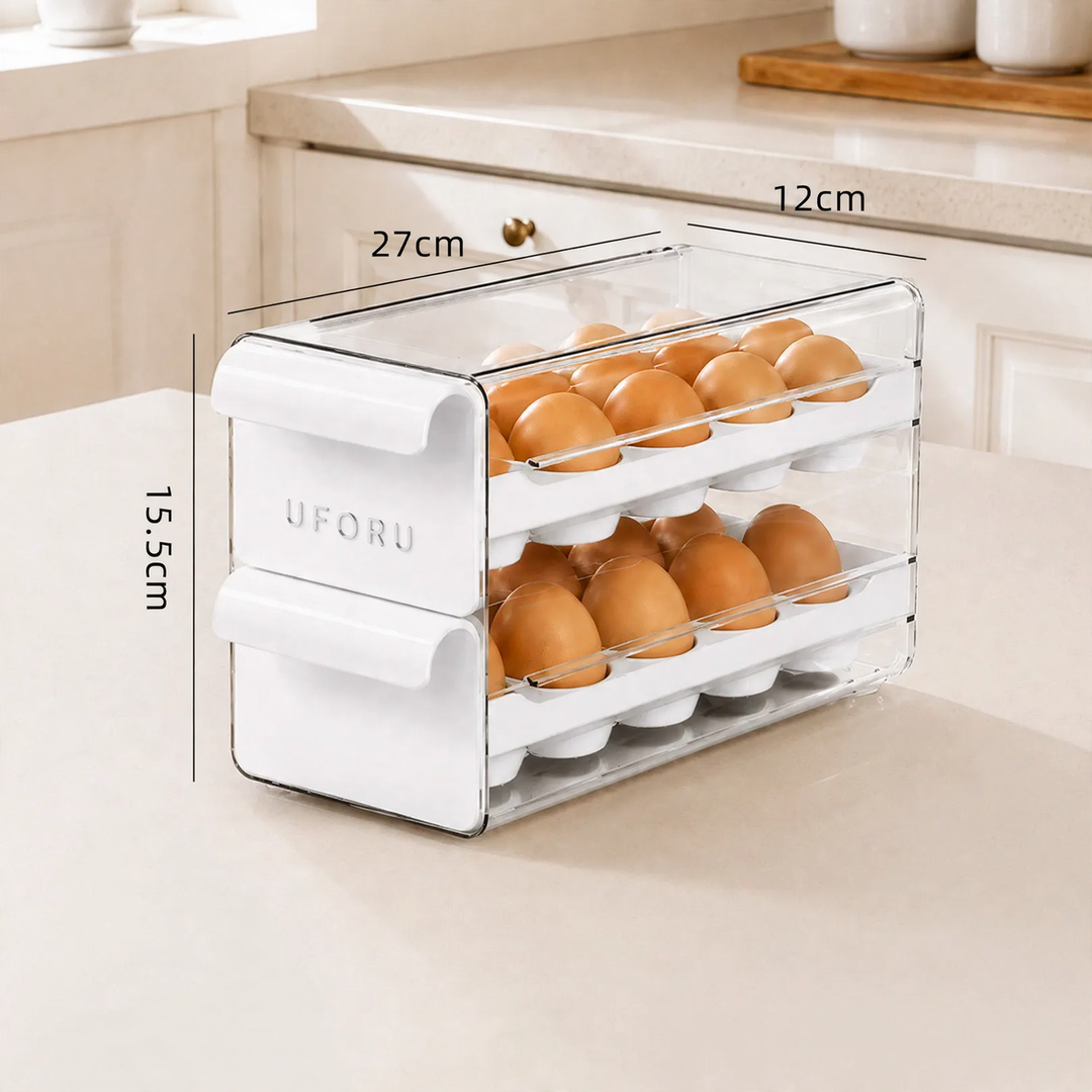 Double Egg Storage Box, Expandable, Plastic