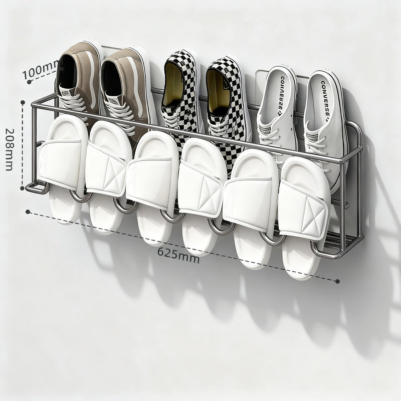 Wall-mounted shoe shelf without drilling