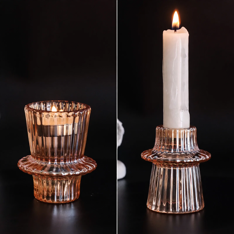 Crystal Glass Candle Holder in Green