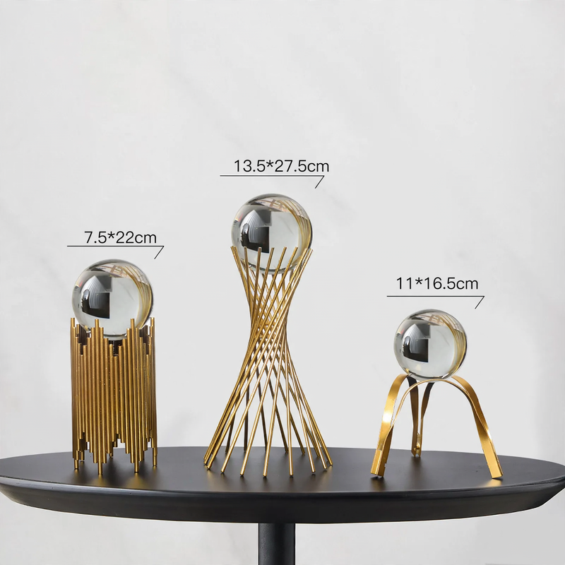 Crystal ball decorative figure modern design metal