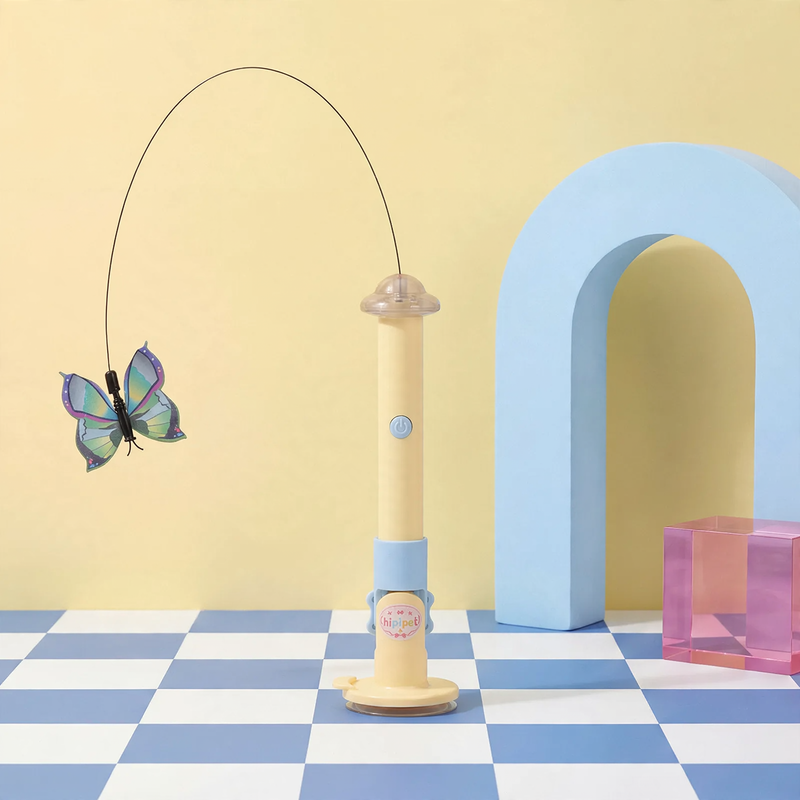 Electric cat toy with rotating butterfly, rechargeable