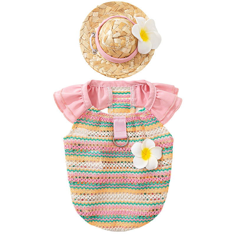 Dog carrier shirt with floral pattern, spring and summer