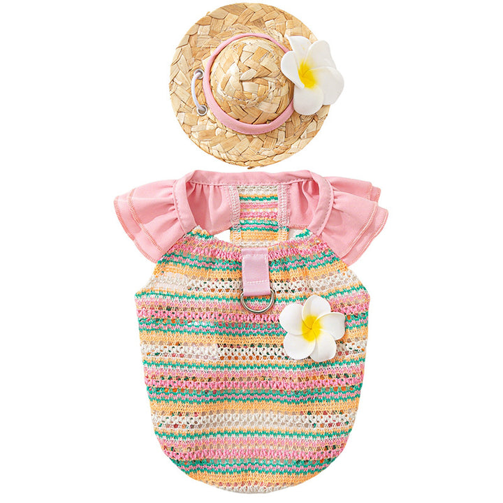 Dog carrier shirt with floral pattern, spring and summer