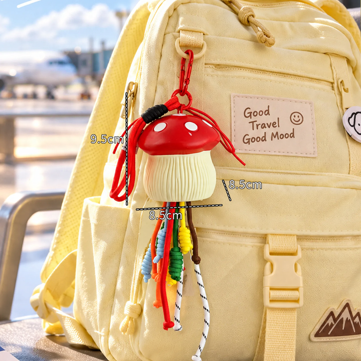 Mushroom pendant with tassel and carabiner