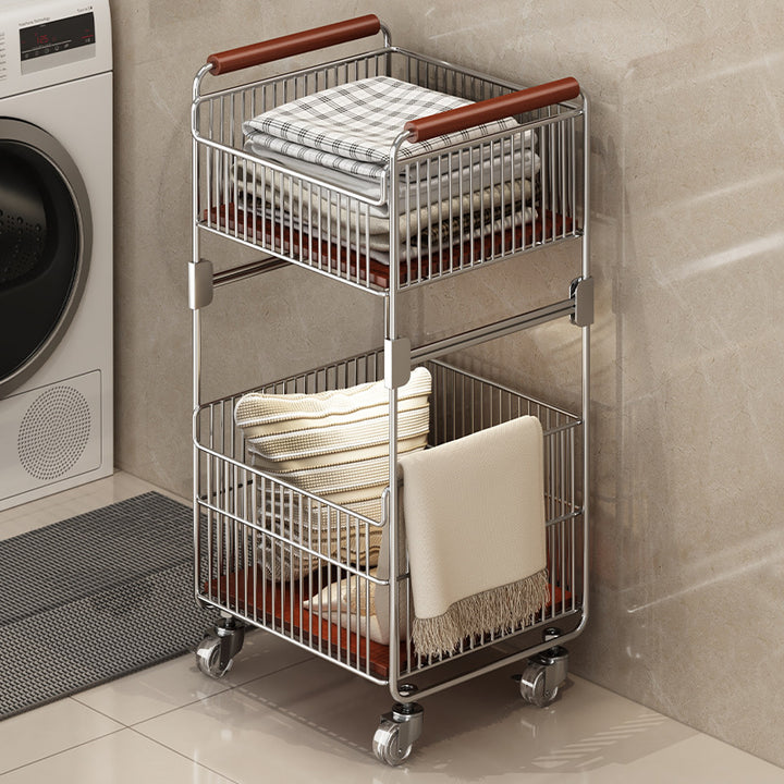 Laundry collector with wheels in vintage style