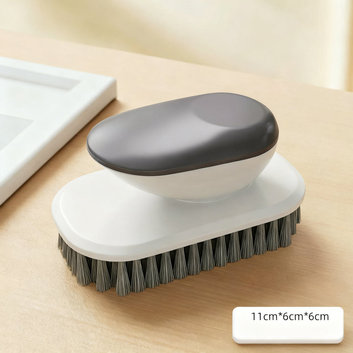 Shoe brush with long handle, double-sided