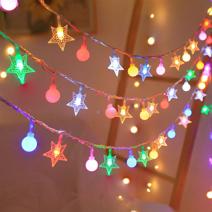 Solar string lights with stars and balls, 3.5 m