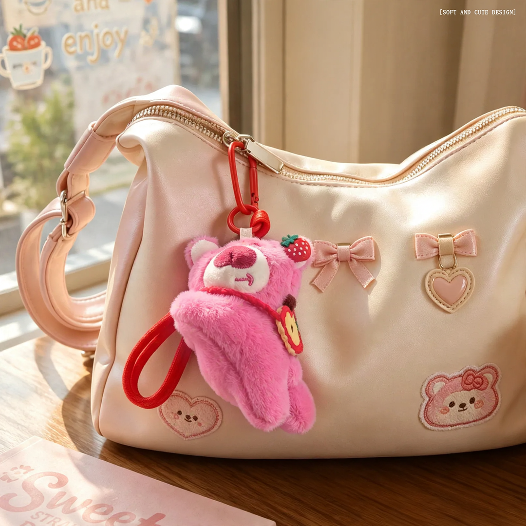 Fluffy bear charm for bags and backpacks