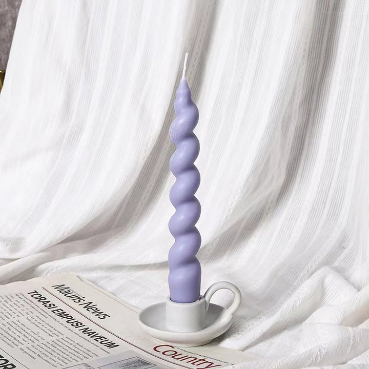 Spiral-shaped decorative candle made of soy wax