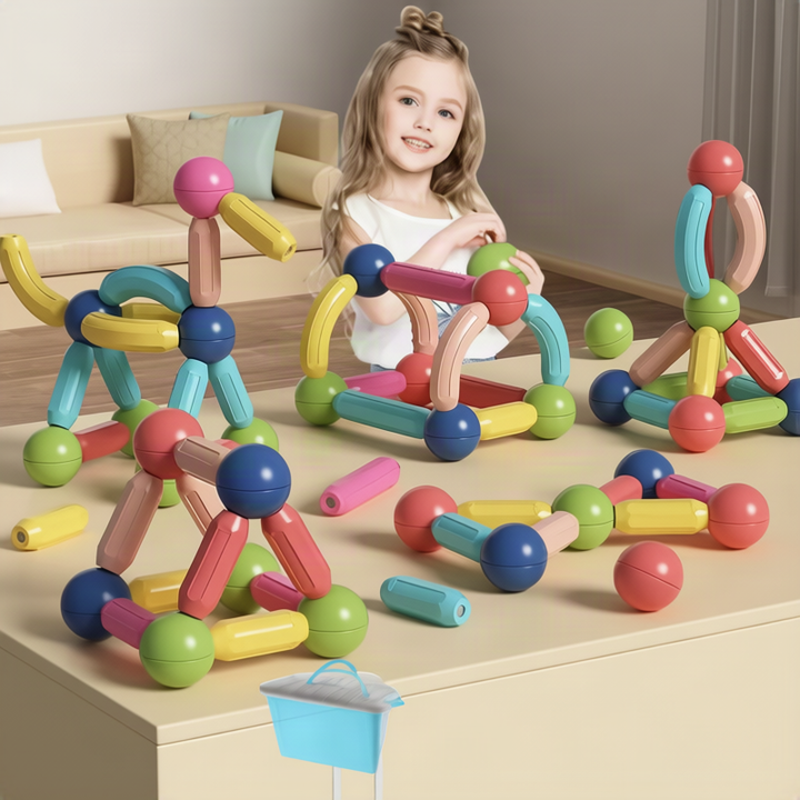 Magnet stick building blocks, multiple sizes