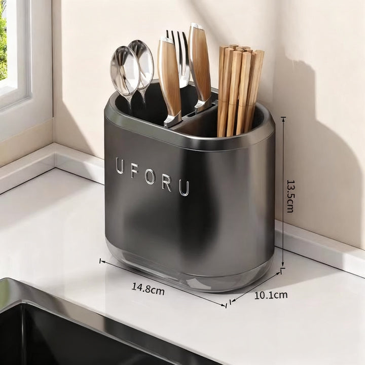 Chopstick and Cutlery Holder with Draining Tray