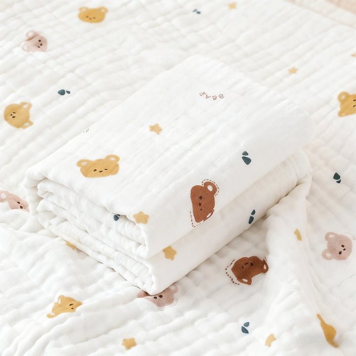 Cotton bath towel, 4-ply, with patterns