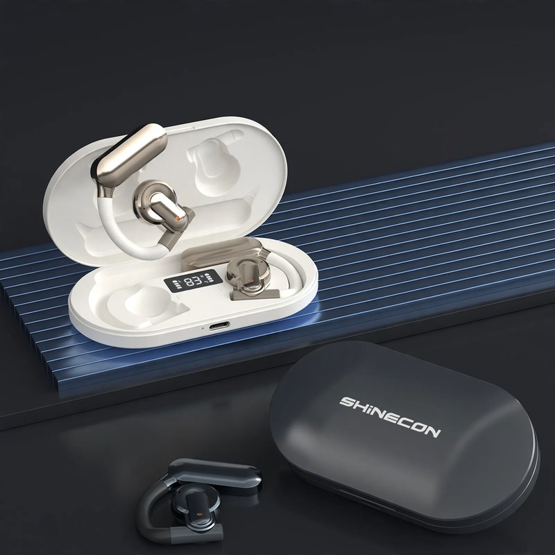 Bone conduction stereo headphones with ear hooks