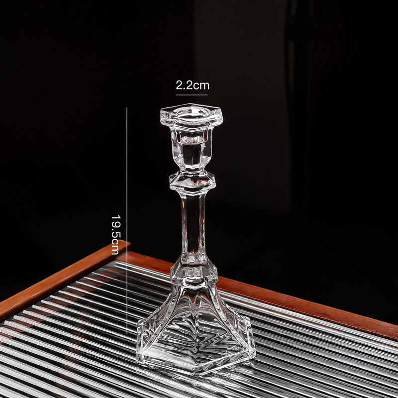 Glass candle holder with crystal cut, European style