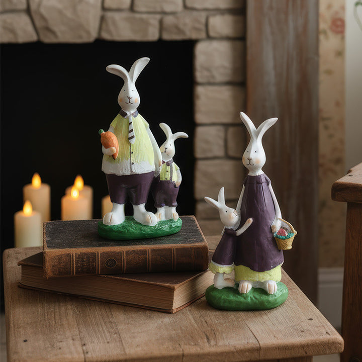 Pair of Rabbit Decorative Figurine made of Natural Resin