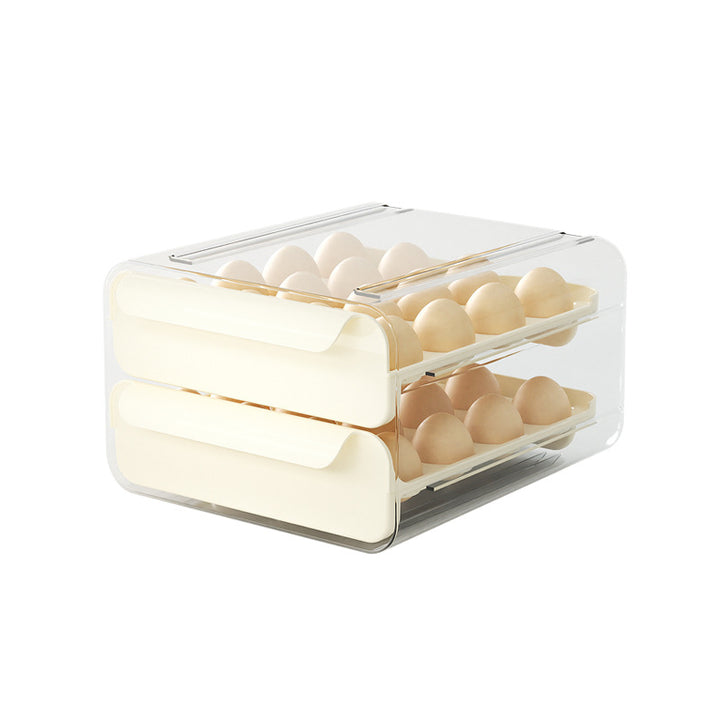 Plastic egg box with drawer, 32 compartments