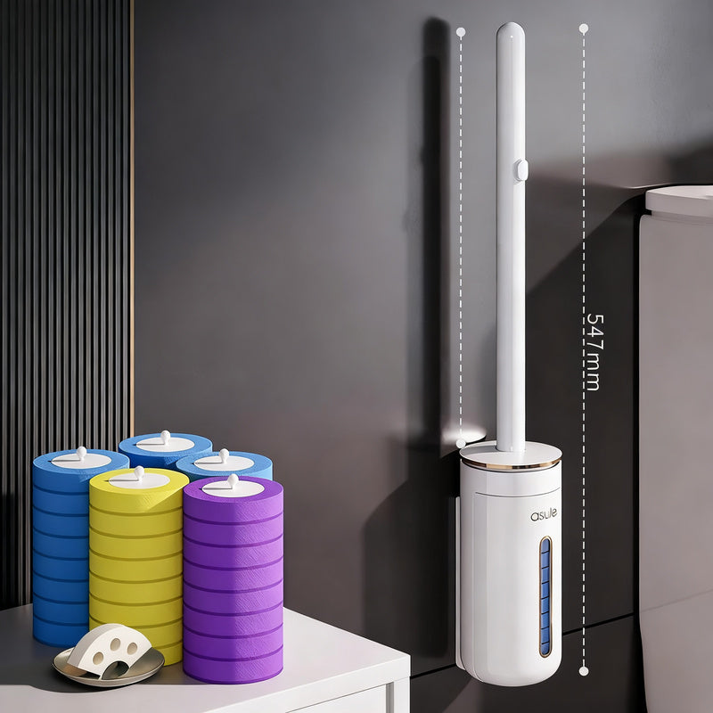 Disposable toilet brush with interchangeable sponge heads