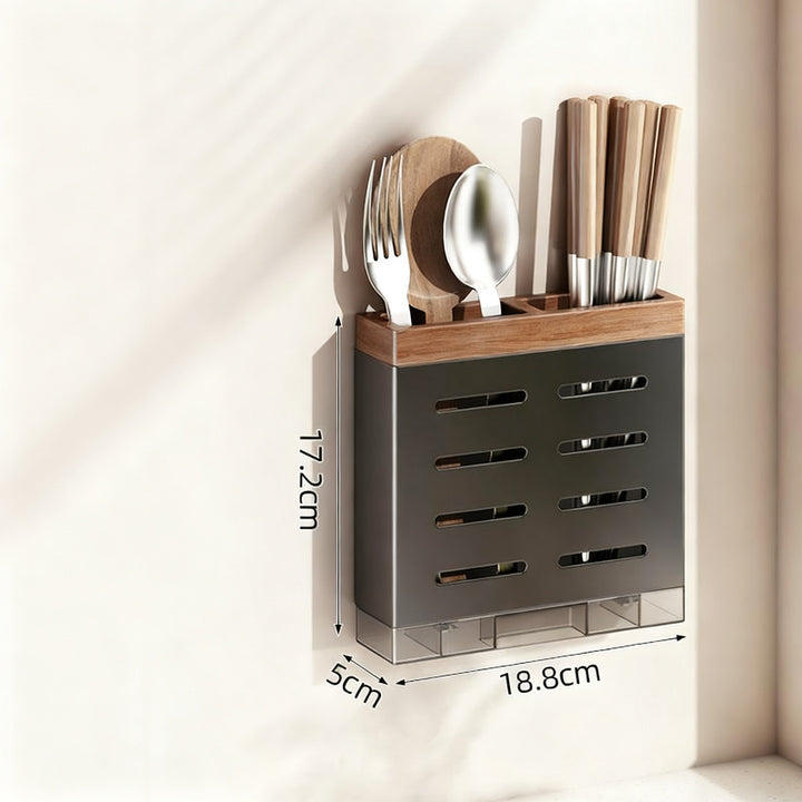 Kitchen shelf walnut look, wall-mounted, no drilling