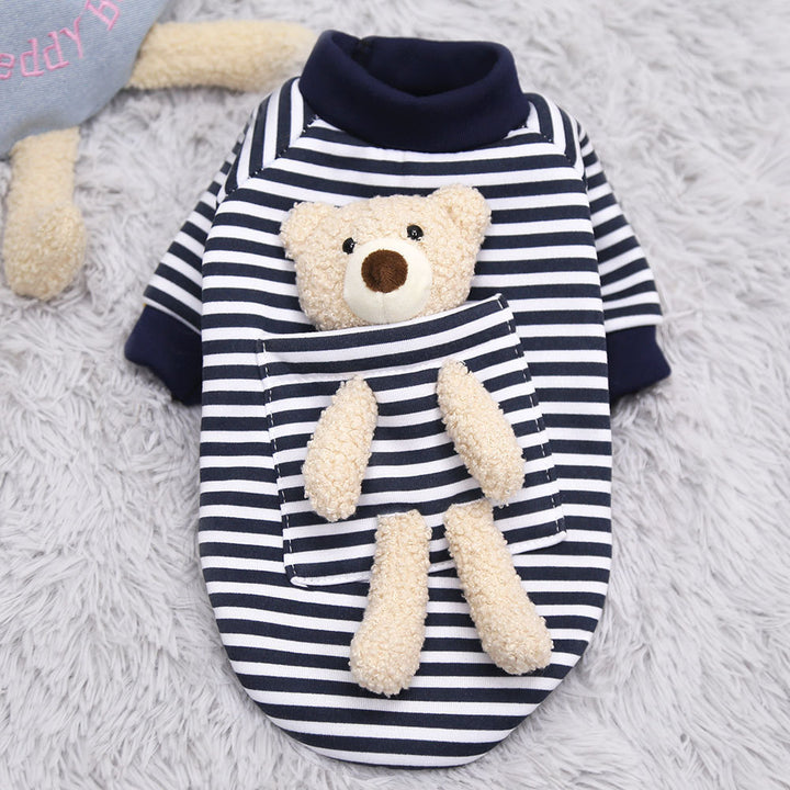 Fleece pullover for small dogs and cats with striped pattern