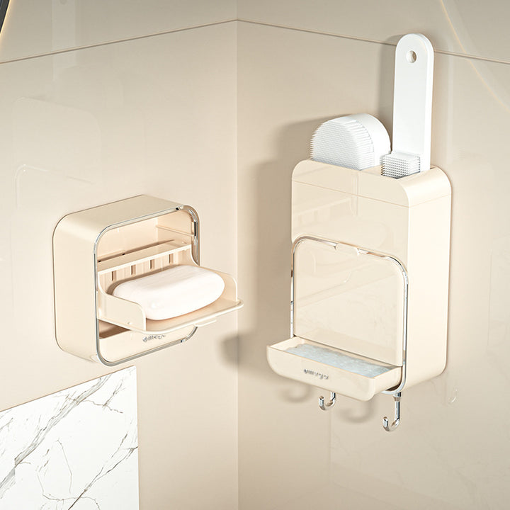 Soap box, wall mounted, with drain