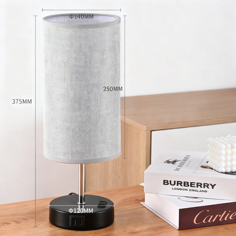 Table lamp USB, LED, dimmable, fabric